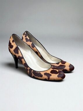 Talbots Calf Fur Leather Pump in Animal Print Size 7 1/2AA